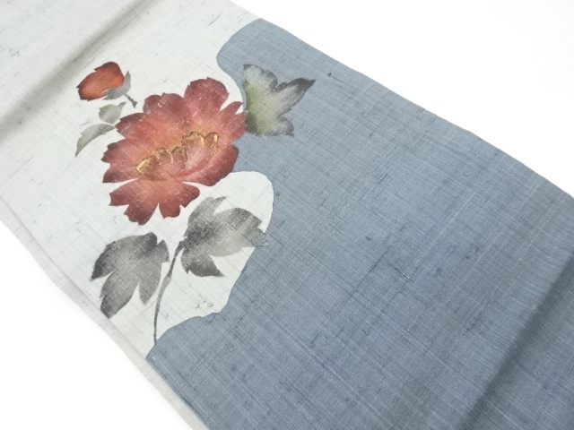 JAPANESE NAGOYA OBI / MAWATA TSUMUGI / KINSAI / FLOWER